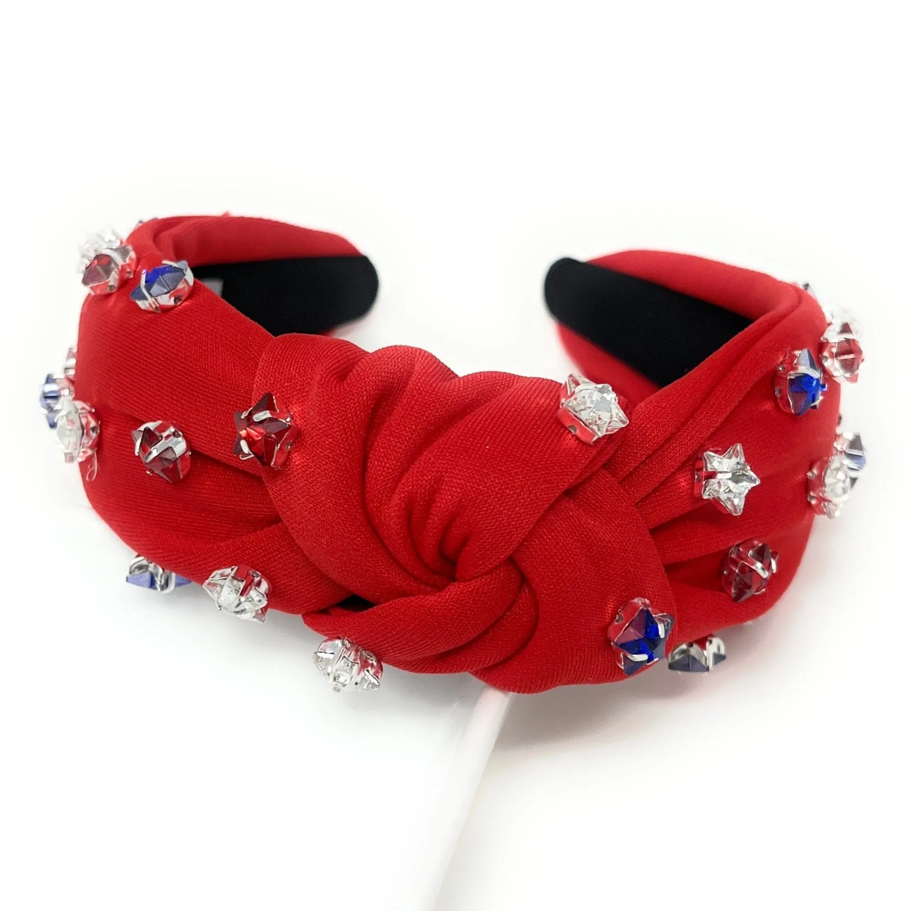 USA Star Studs Jeweled Knot Headband (Red)