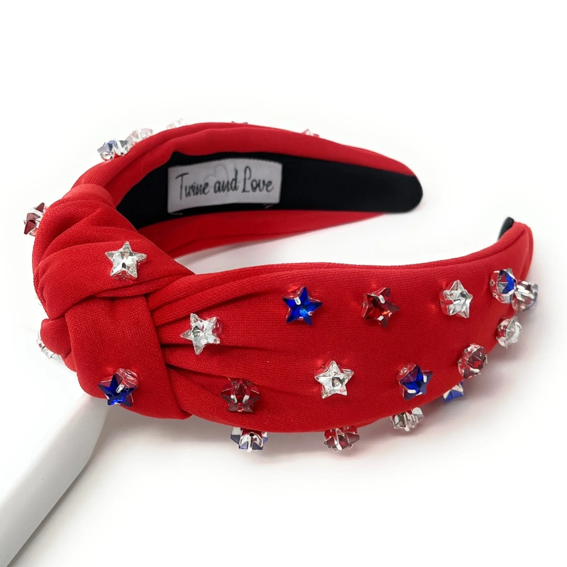 USA Star Studs Jeweled Knot Headband (Red)