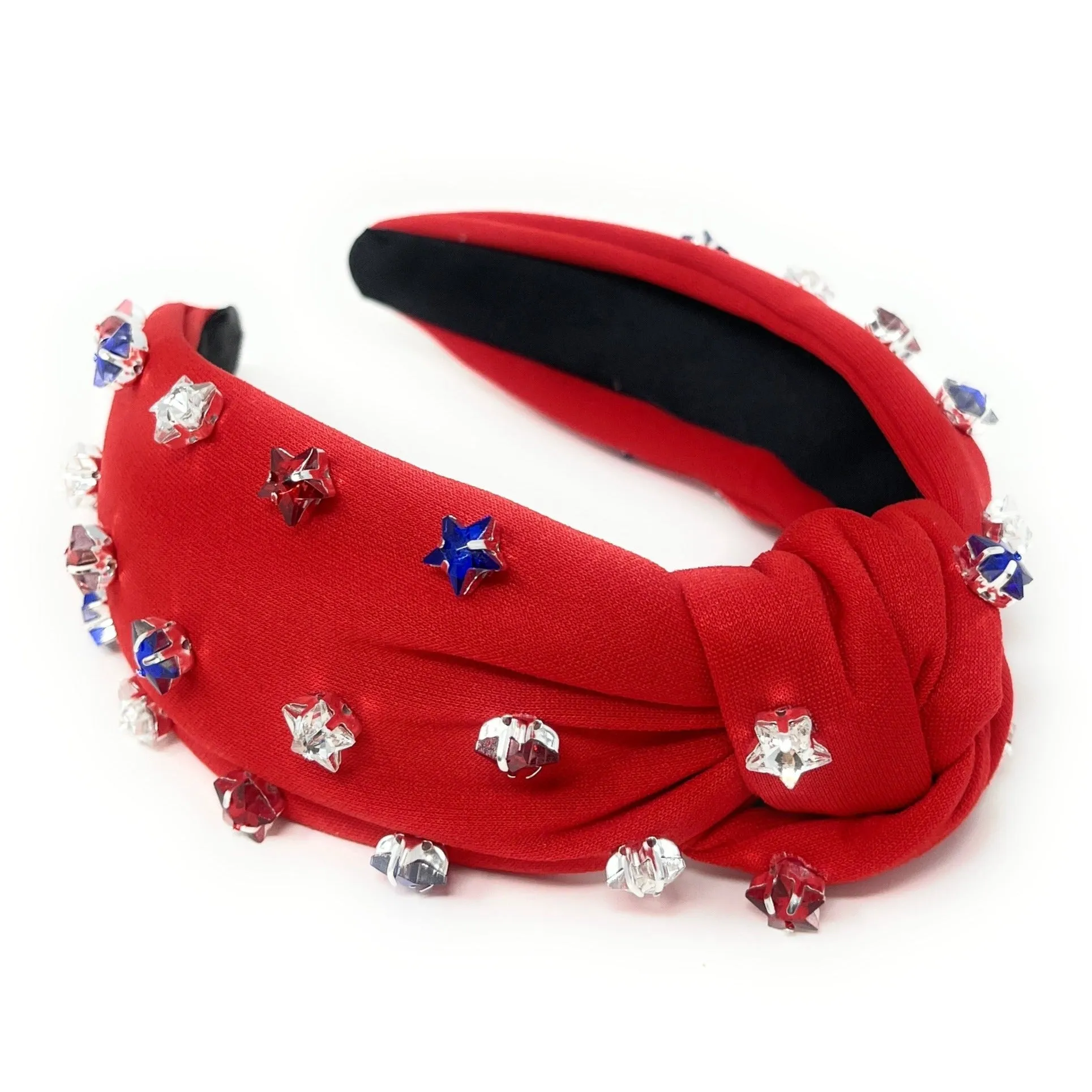 USA Star Studs Jeweled Knot Headband (Red)