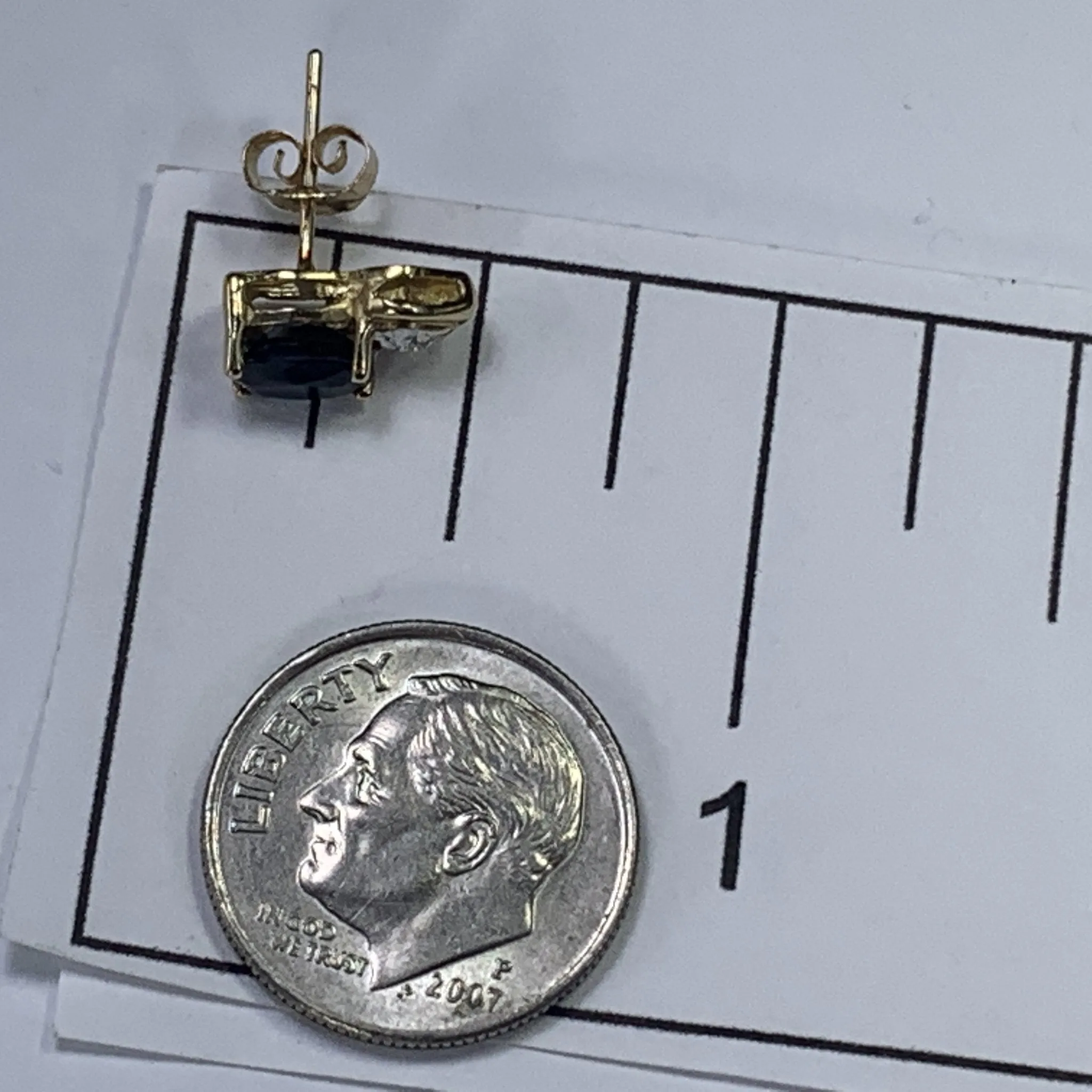 Vintage Sapphire and Diamond Earrings. 10k Solid Yellow Gold. September Birthstone.