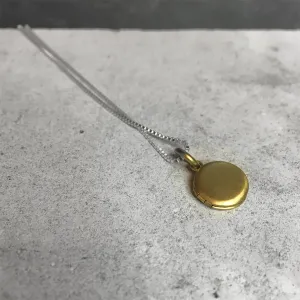 Vintage Tiny Charm Locket Necklace Brushed Brass