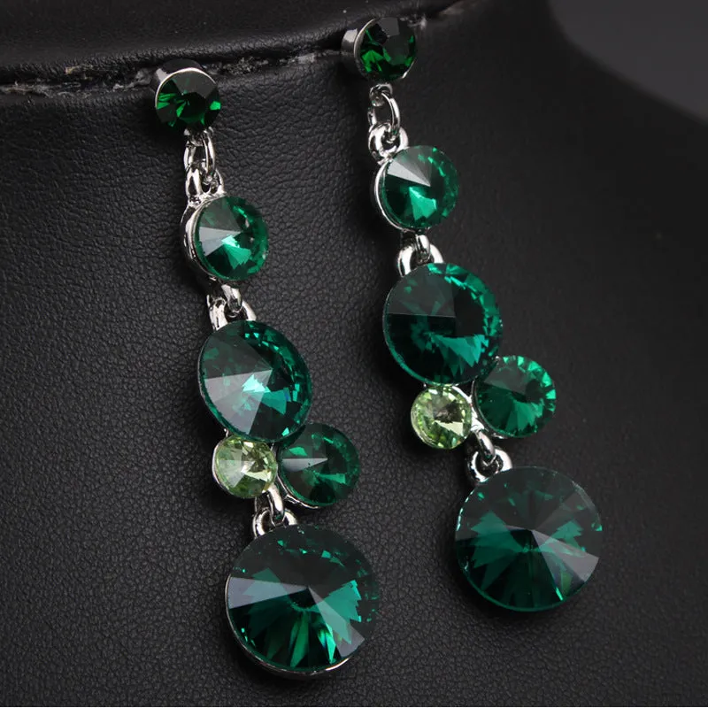 Women Bridal Dress Accessories Luxury Purple Flower Crystal Rhinestone Statement Collar Choker Necklace Earring JewelrySets