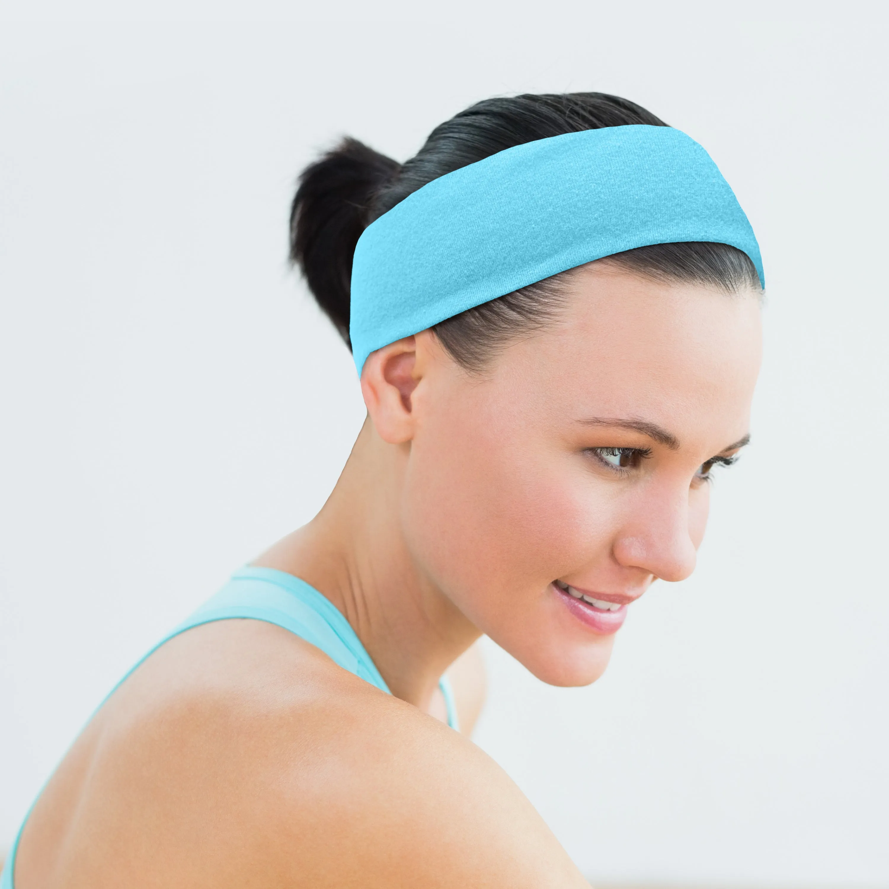 Women's Headbands Cotton Jersey 3" Wide Yoga Fitness Fashion Made in the USA Black