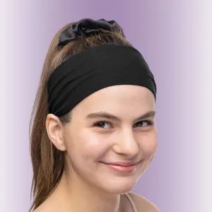 Women's Headbands Cotton Jersey 3" Wide Yoga Fitness Fashion Made in the USA Black