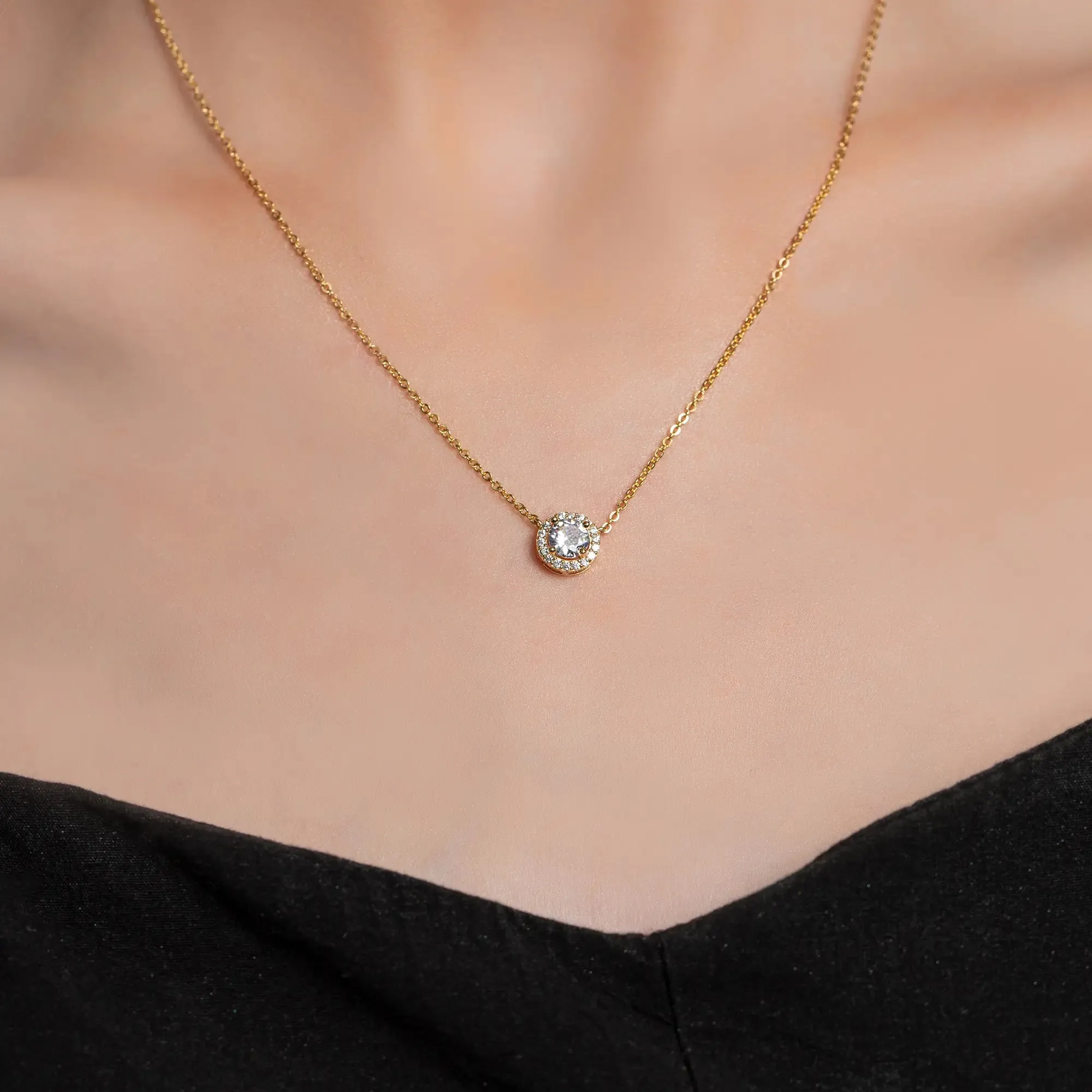 Yellow Gold Chain Gemstone Necklace