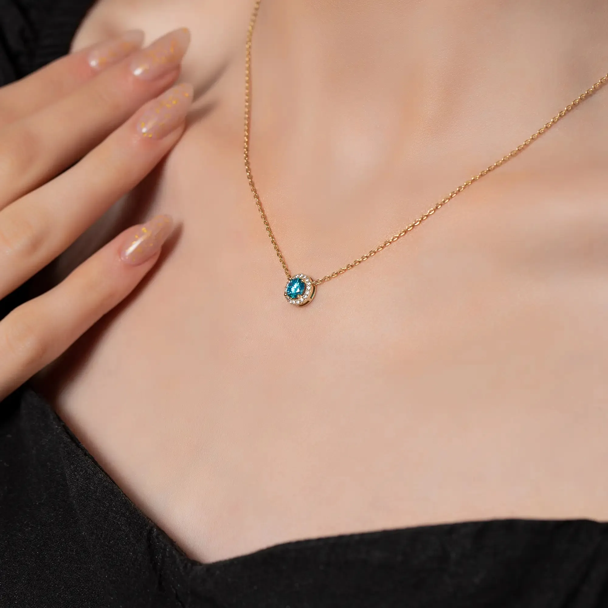 Yellow Gold Chain Gemstone Necklace