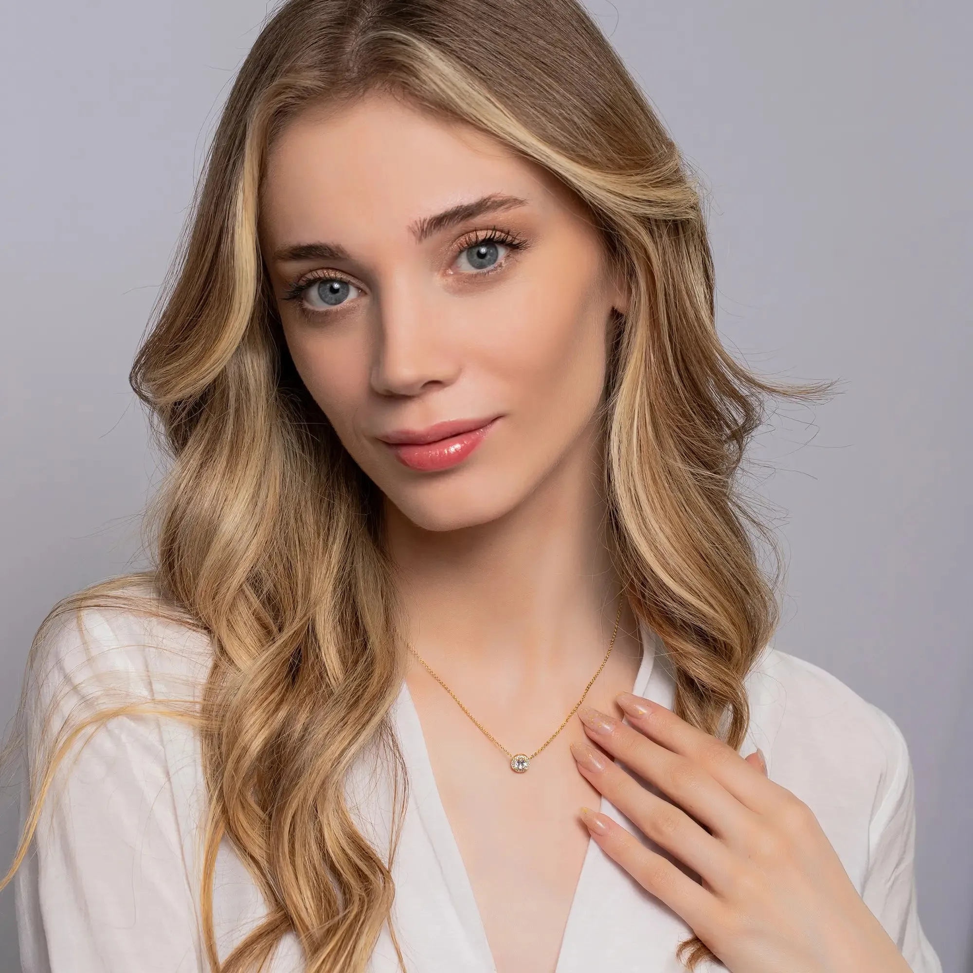 Yellow Gold Chain Gemstone Necklace