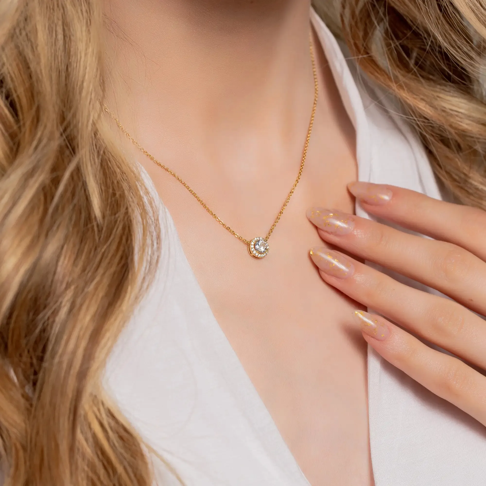 Yellow Gold Chain Gemstone Necklace