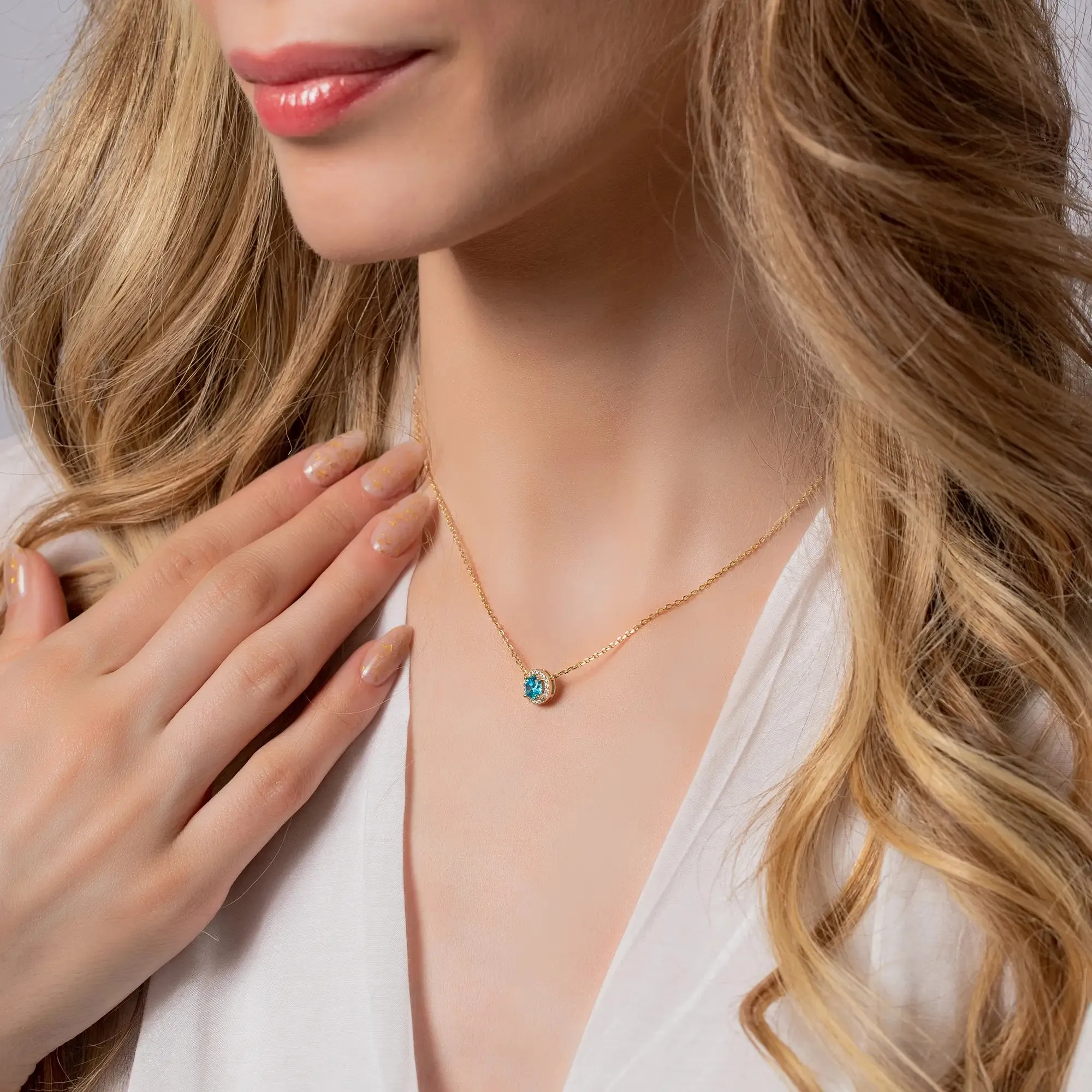 Yellow Gold Chain Gemstone Necklace