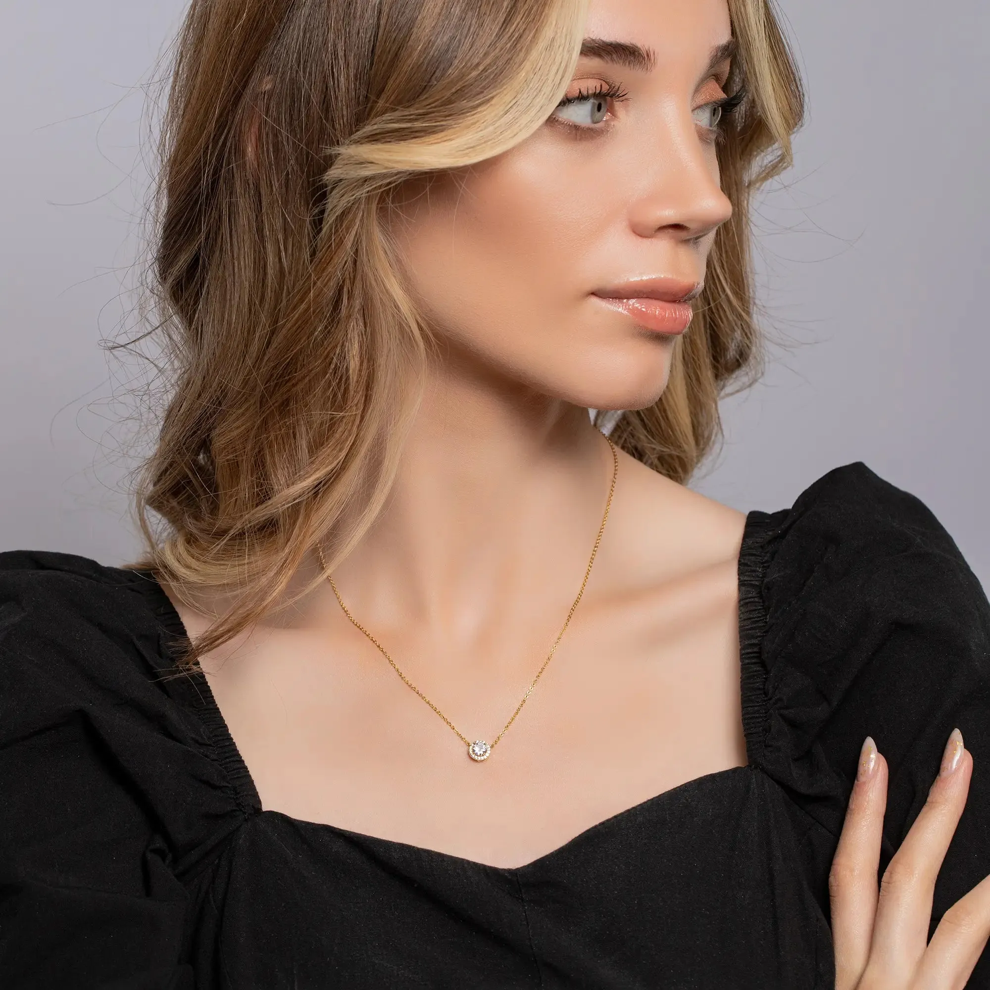 Yellow Gold Chain Gemstone Necklace
