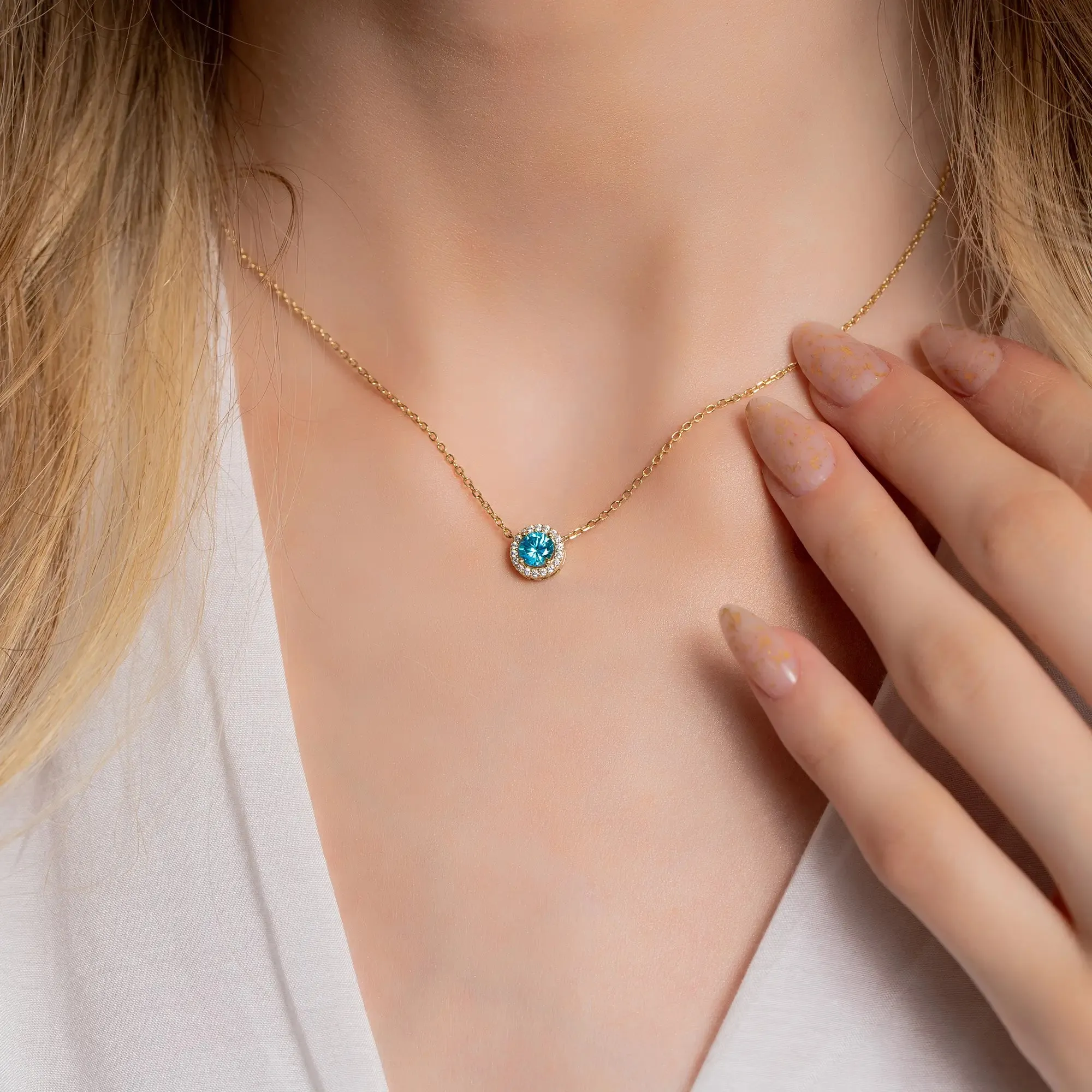 Yellow Gold Chain Gemstone Necklace
