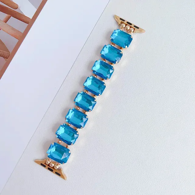 Zircon Strap for Apple Watch Band Jewelry Metal Bracelet Chain for Iwatch98765SE Ultra Women Elastic Gem Series40 41 42 44 45mm