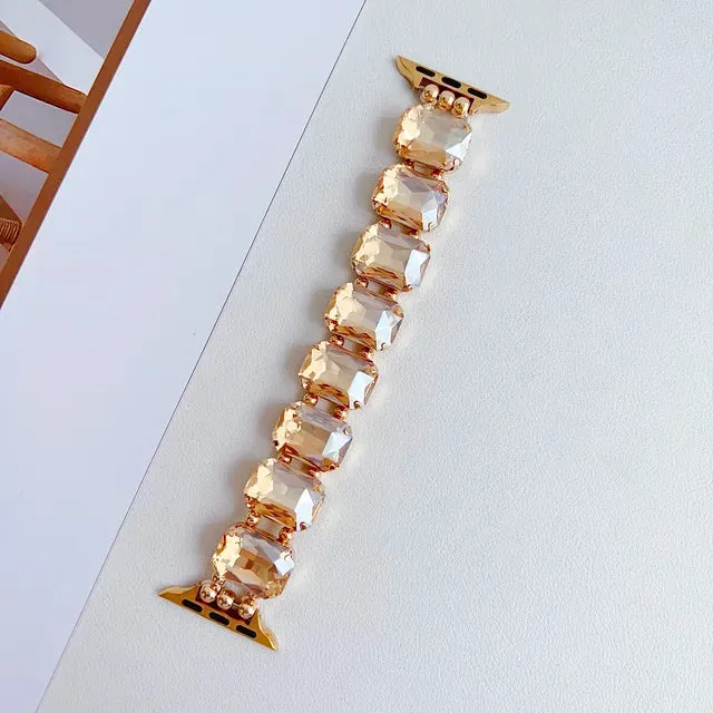 Zircon Strap for Apple Watch Band Jewelry Metal Bracelet Chain for Iwatch98765SE Ultra Women Elastic Gem Series40 41 42 44 45mm