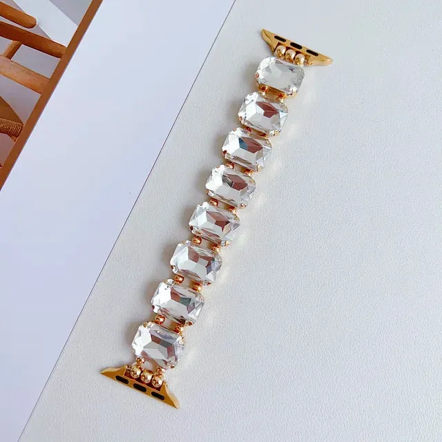 Zircon Strap for Apple Watch Band Jewelry Metal Bracelet Chain for Iwatch98765SE Ultra Women Elastic Gem Series40 41 42 44 45mm